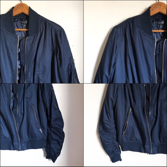 SOLD! Topshop MOTO MA1 Flight Navy Blue Bomber - Picture 7 of 8